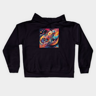 abstract art colorful galaxies of colors Kids Hoodie